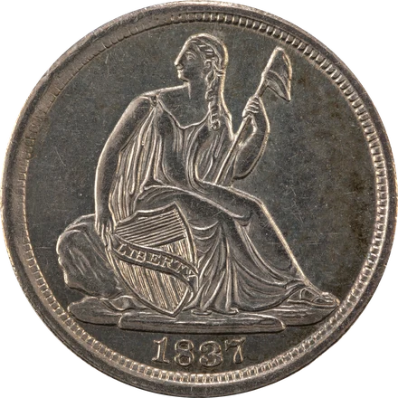 1837 Seated Liberty half dime, no stars