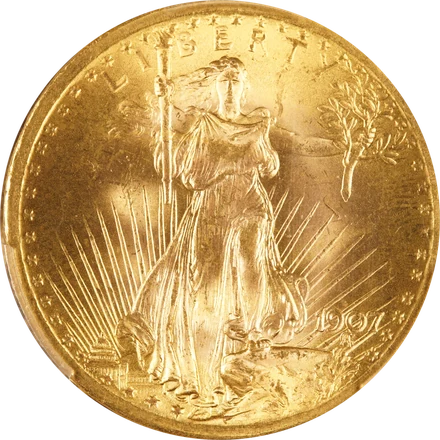 1907 Saint-Gaudens double eagle in gold, PCGS MS65+