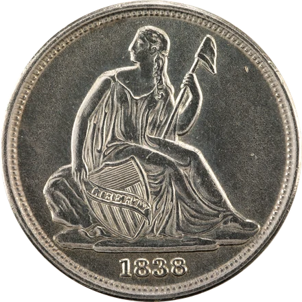 1838-O Seated Liberty dime, no stars