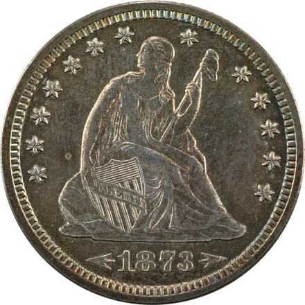 1873 Seated Liberty quarter in silver, with arrows