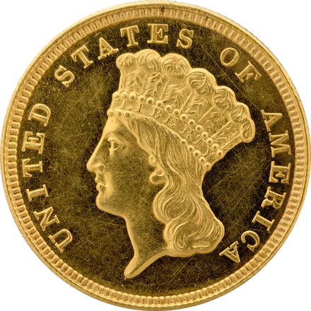 1854 three dollar gold piece, Indian Princess Head